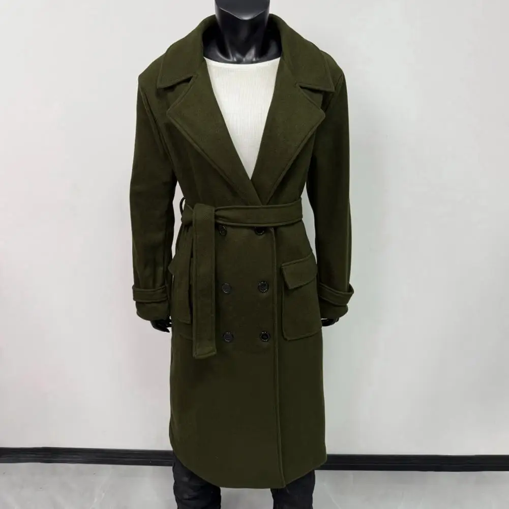 Warm Women Coat Women's Double Breasted Trench Coat with Belt Classic Lapel Peacoat Long Fall Winter Overcoat for Casual Wear