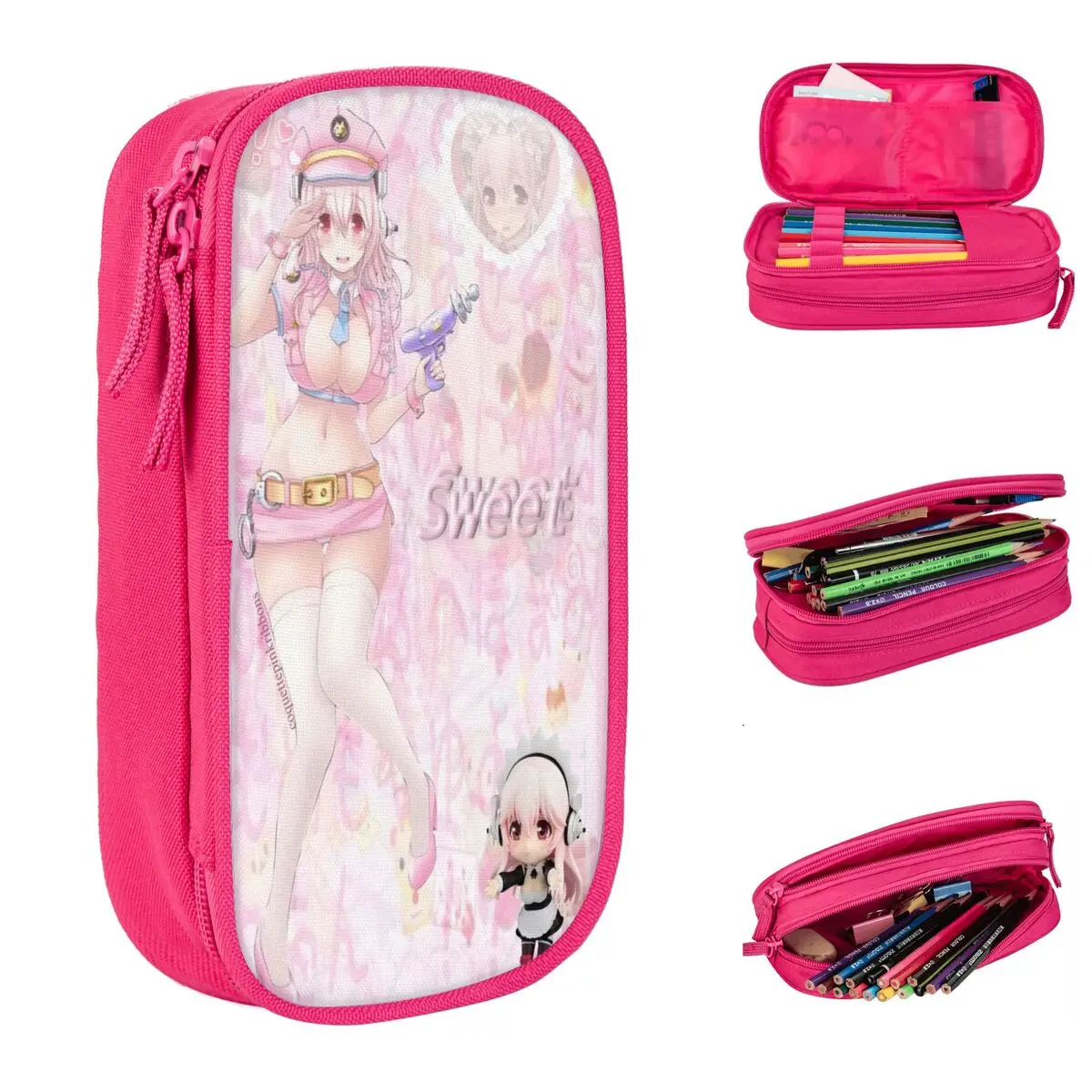 حافظات أقلام رصاص Super Sonicos، حقائب أقلام رصاص عصرية للطلاب، حقيبة تخزين كبيرة للطلاب، حقيبة أقلام رصاص هدية للمدرسة