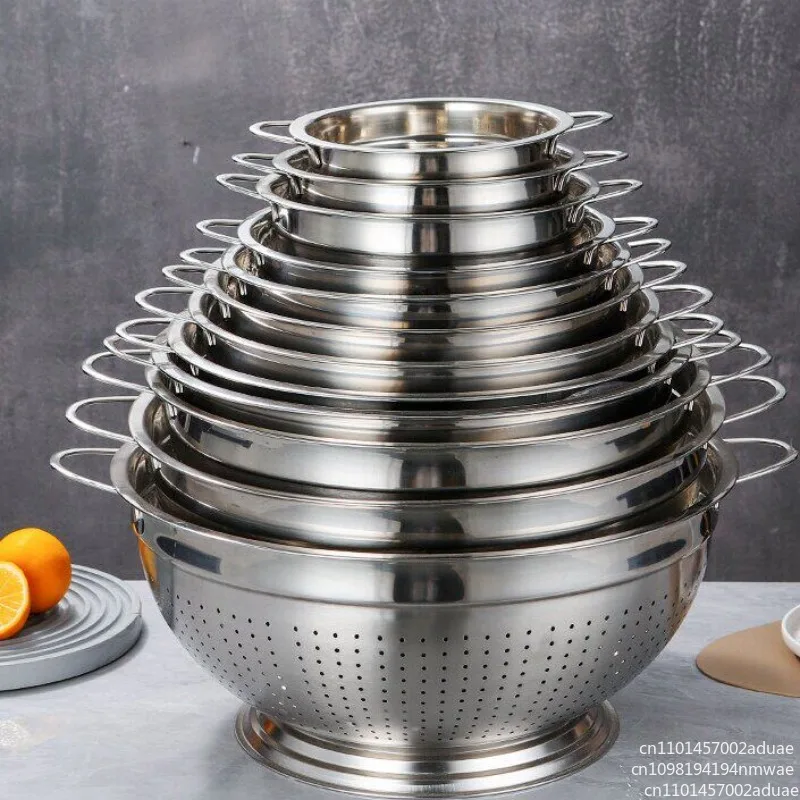 Kitchen Colander Bowl Multipurpose Large Capacity Stainless Steel Vegetable Fruit Strainer Washing Basket for Home