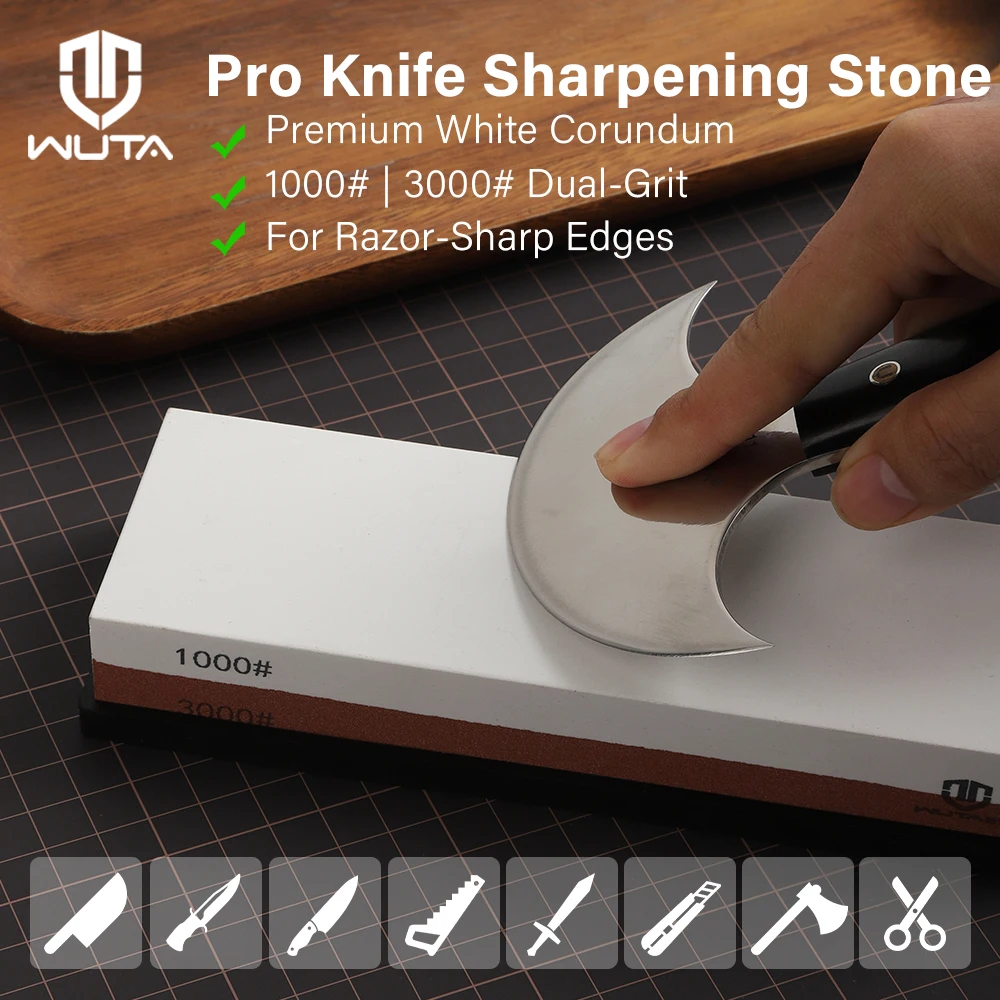

WUTA Professional Knife Sharpener Whetstone Sharpening Stones White Corundum 1000/3000 Grit Water Grinding Stone Leather Tools