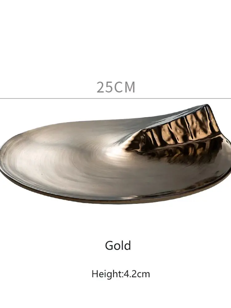 Assiette à Steak de restaurant cératif, solide et Durable, ronde, plats de collation extraterrestres, assiettes dorées en céramique pour Sushi, assiette en porcelaine à la mode