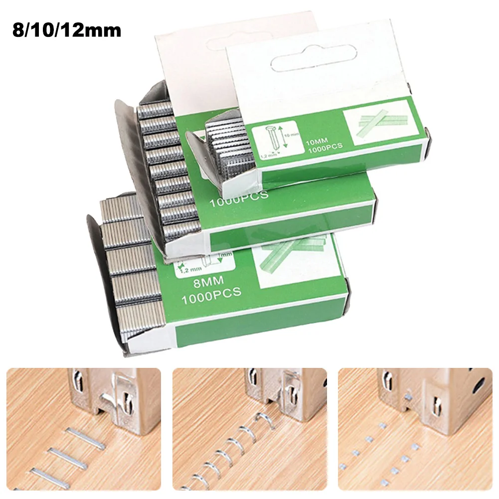 1000 Stuks Set U/Deur/T-Vormige Nagelvormige Nietjes 12Mm/8Mm/10Mm Voor Houten Meubels Huishoudelijk Gebruik/Houtverwerking/Vaste Lijn Gereedschap