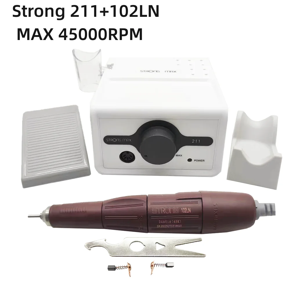 Máquina de manicura STRONG 211, 65W, 210, 102LN, 45K, cortadores para manicura, taladro eléctrico, juego de equipo para uñas