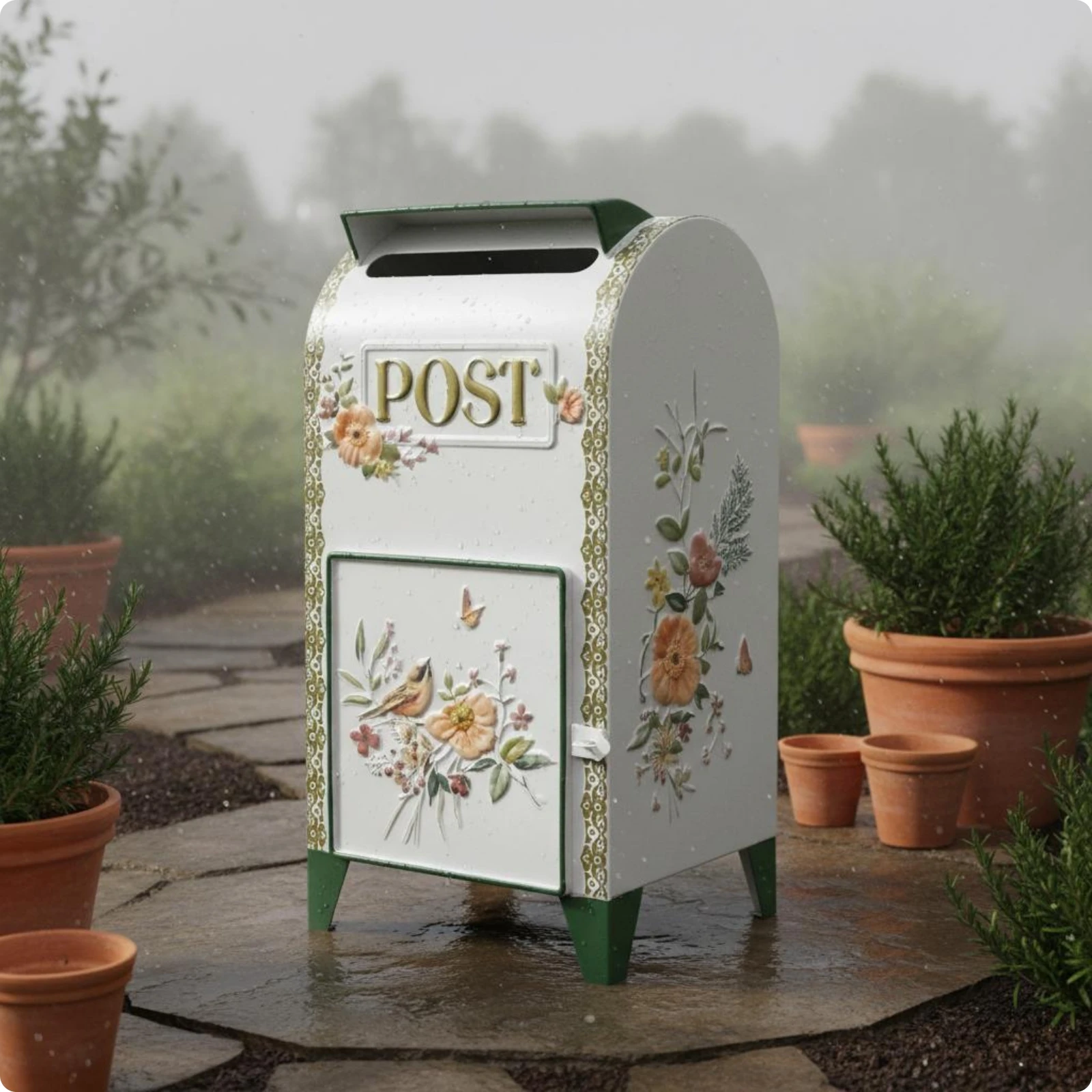 Boîte aux lettres sur pied en fer, étanche, pour extérieur, facile à installer, en métal, pour jardi