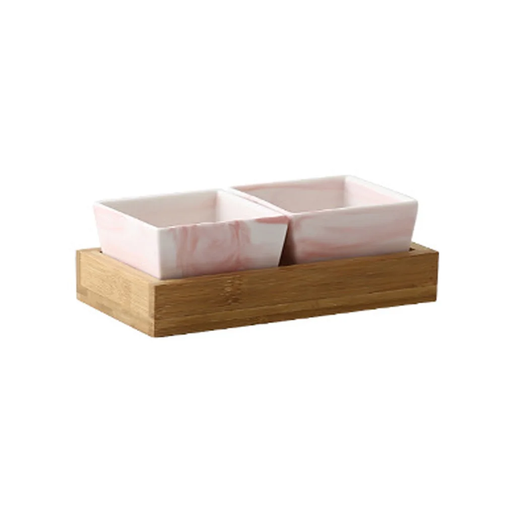 

2 Grid Nordic Ceramic Marble Fruit Plate Pink Creative Candy Snack Dish Dried Fruit Tray Food Storage for Party