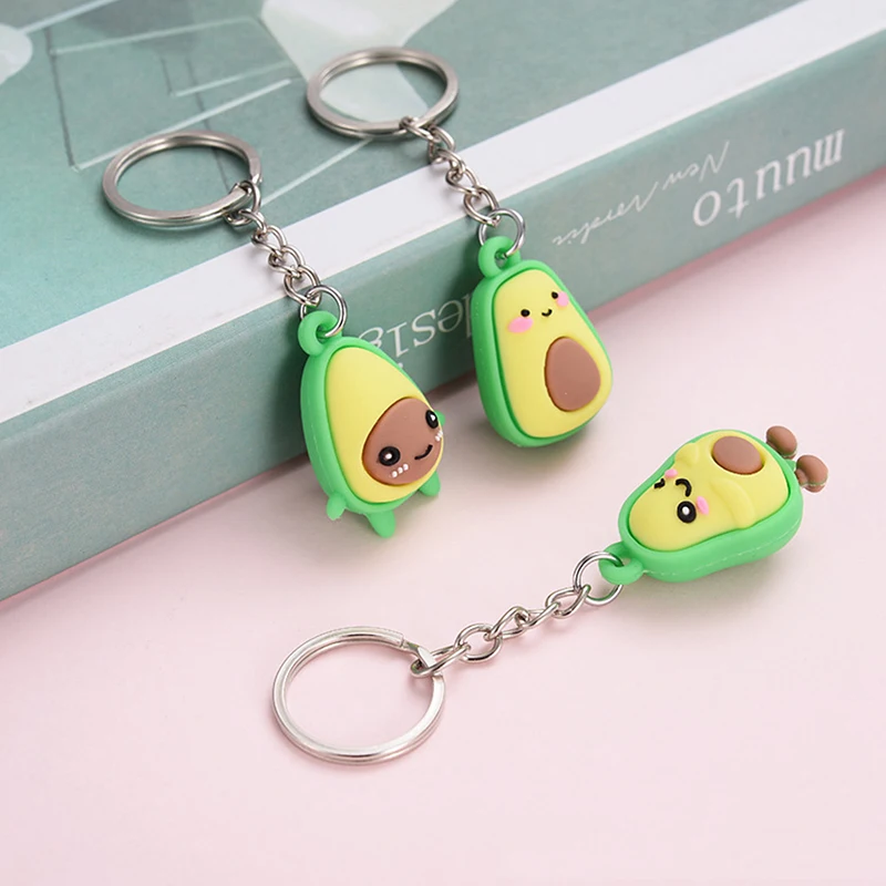 Creative Fruit Keychain Couple Avocado Bag Keychain Gift Pendant Cute Mini Avocado Doll Keychain Soft Rubber Backpack Pendant