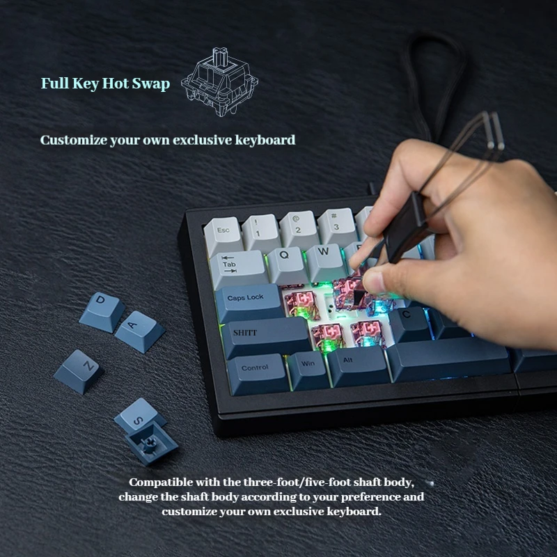 EPOMAKER SPLIT65 メカニカルキーボード トライモード ホットスワップ トップ構造 QMK/VIA ロング耐久性 RGB ラップトップ オフィス スプリットキーボード