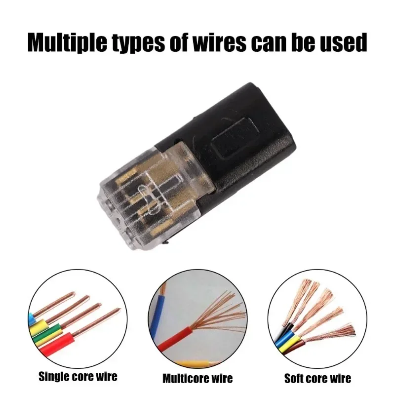 Conectores a presión de Cable eléctrico impermeable, Conector de doble Cable con hebilla de bloqueo, 50-1 piezas, 2 vías