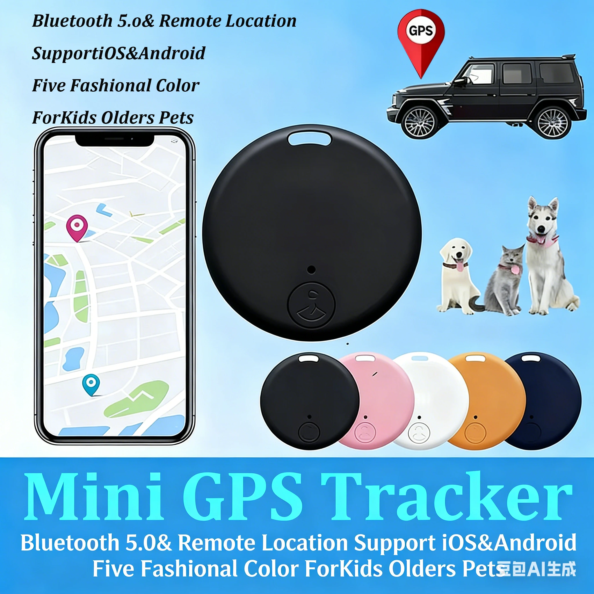 Mini traceur GPS sans fil, alarme Anti-perte, détecteur de clé avec application Bluetooth pour iPhone Android, localisateur d'étiquette intelligent pour clés, nouveau