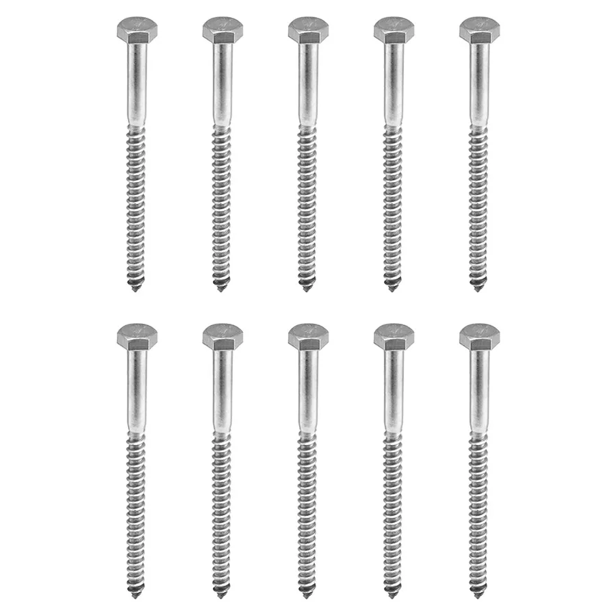 

Hex Lag Screws Bolts 10 PCS 3 8" X 6" Hex Fe 304 Stainless Steel Lag Bolts Partial Thread Rust Resistant Solid Construction fo