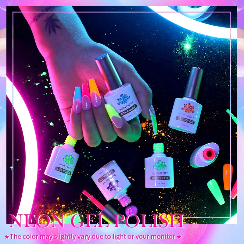 BORN PRETTY-esmalte de uñas en Gel, Color neón, verano, verde, amarillo, barniz en Gel para decoración de uñas, geles LED UV para remojar, capa superior de larga duración de 10ml