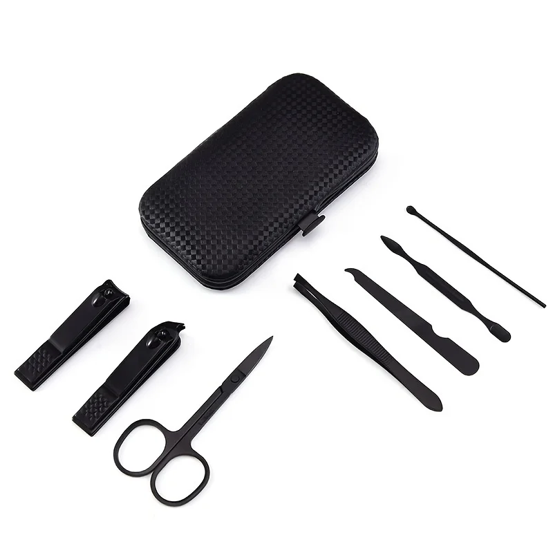 Stainless Steel Manicure Pedicure kit Professional Nail Foot Care 7/10/12/15/18 pcs Black Nail Clipper Set