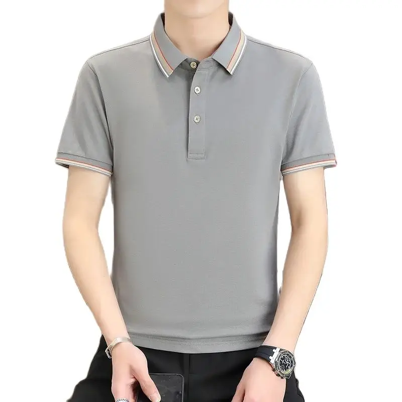 2025 الصيف عادية سوبر تمتد تي شيرت بولو الرجال رفض طوق سليم صالح بلون جولف للرجال حجم كبير 4XL