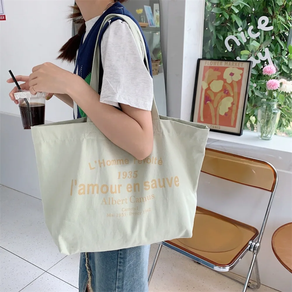 New Letter Printed Shopper Purse Large Capacity Canvas Handbag Shopping Bag Shoulder Bag Wear-resistant Fashion Tote Bag