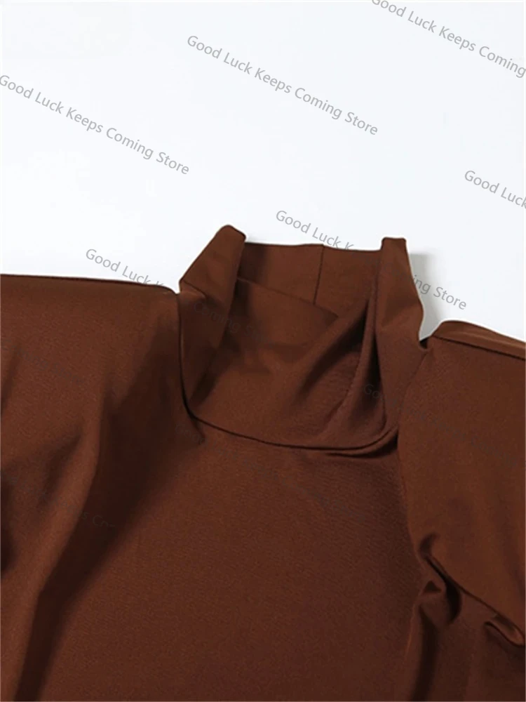 2025 Moda elegante pullover a maniche lunghe sexy manica lunga club festa da sera maxi abito da donna dolcevita 2025 abito ritagliato