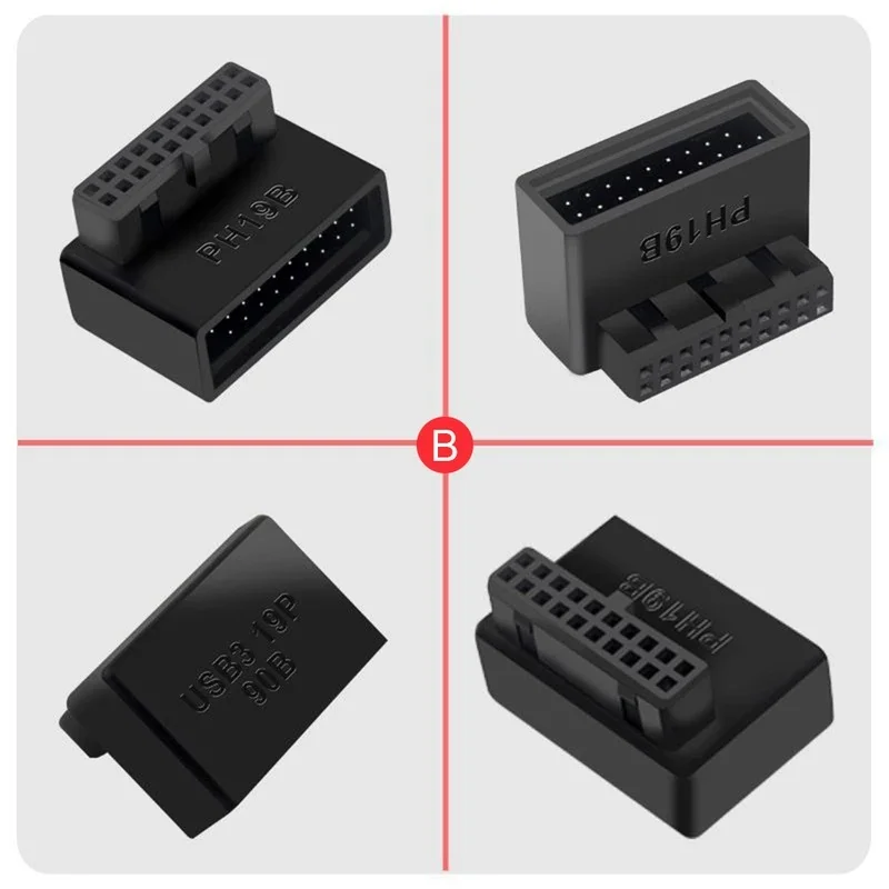 1/2/3/4pcs Computer Motherboard Header Adapter USB 3.0 19P 20P 90 Degree Plug-in Converter PC Mainboard Connector