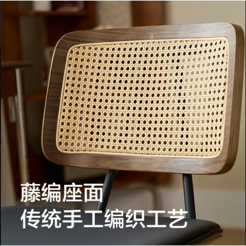 Retro Rattan Office Chair Ergonomic Height Adjustable Mid-Century TikTok Trend Gaming Chair Muebles Silla De Escritorio - Image 5