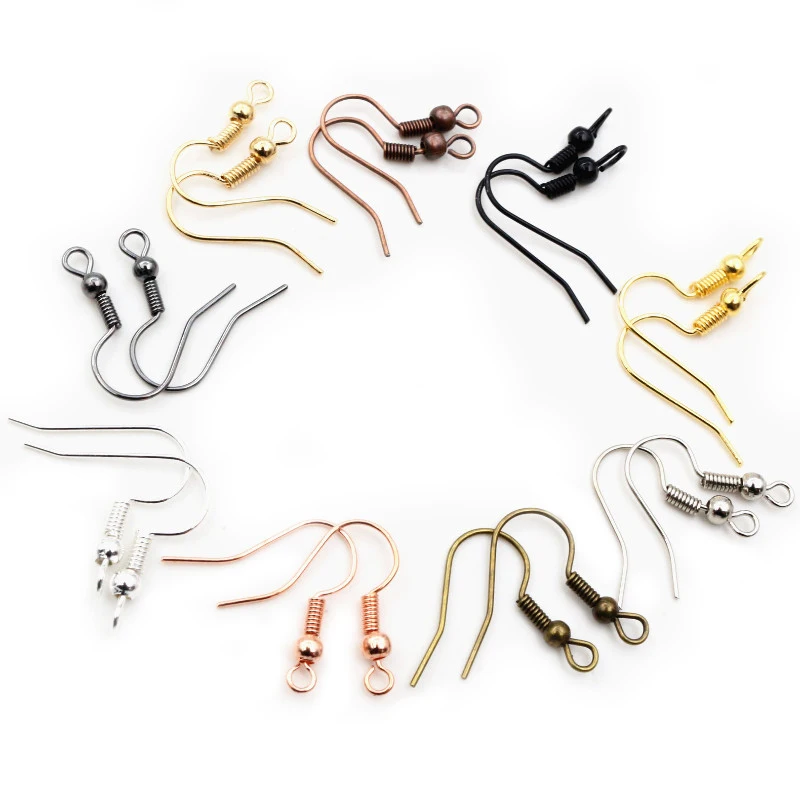 Image 3: 100 pcs/lot 20x17mm 2-Styles Boucles D'oreilles En Métal Fermoir Crochets Raccords DIY Bijoux Faisant Des Résultats Accessoires Earwire crochet D'oreille Bijoux