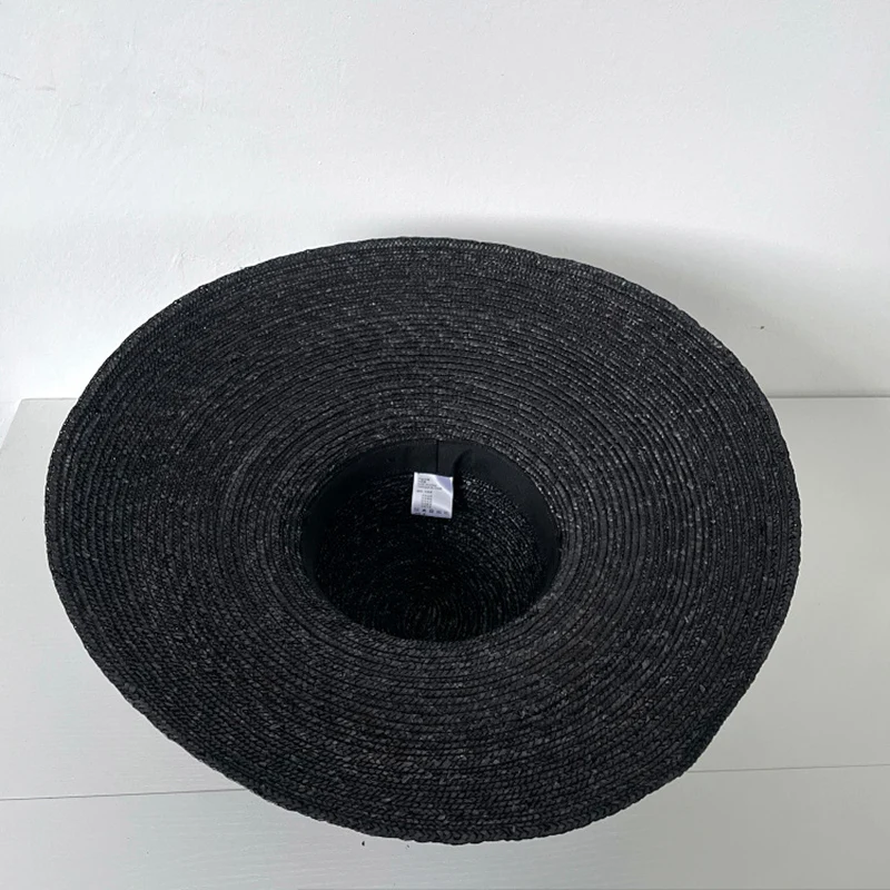 New Beach Hat Ladies Simple Solid Color Summer Wide Brim Large Black Straw Hat UV Protection Foldable Sun Hat Chapeau Femme Cap