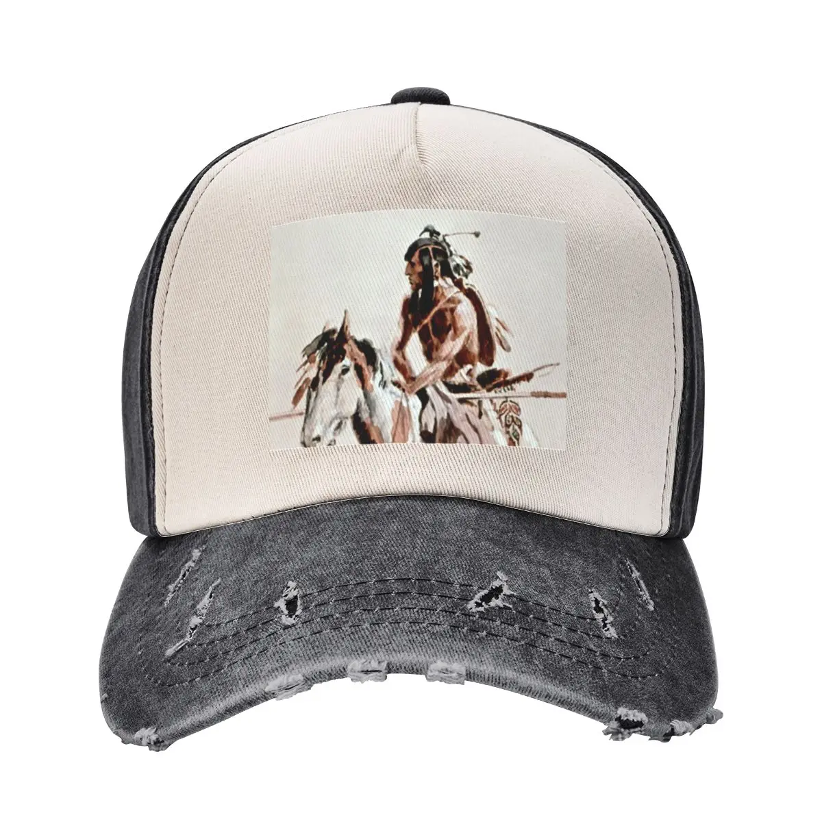 

“Powderface” Western Art by Charles M Russell Baseball Cap tactical cap Hat men Christmas Hat Women's Golf Clothing Men's