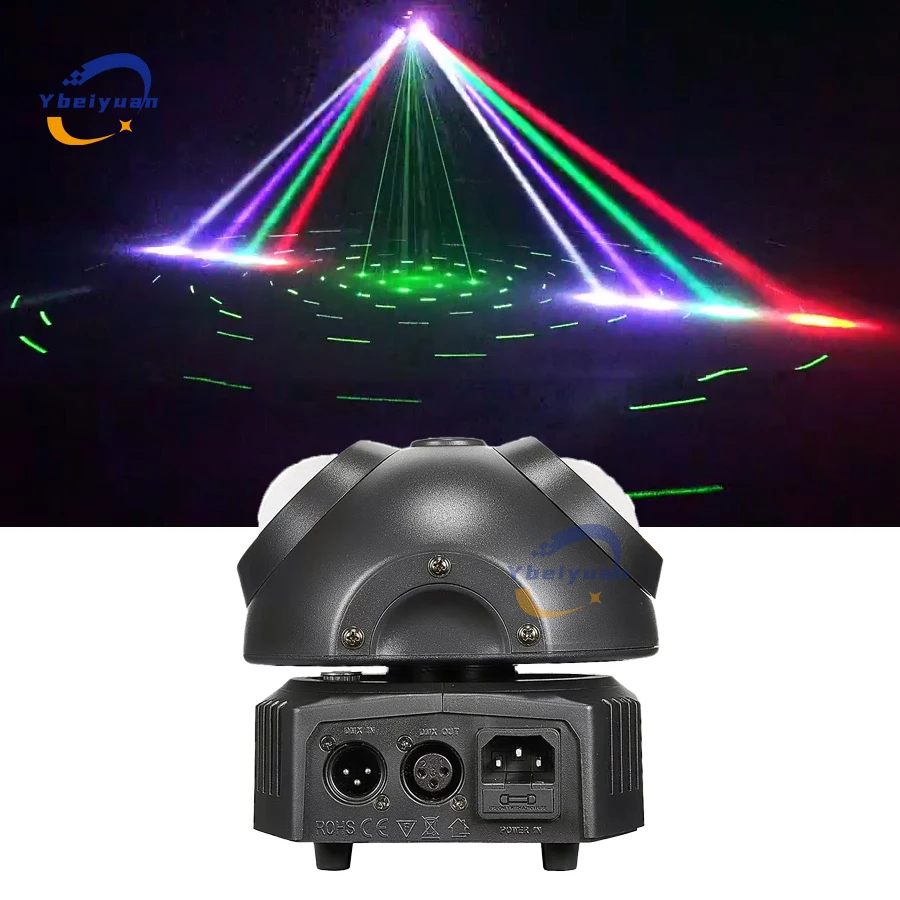 Imagem -05 - Discoteca Palco Rotativo Laser Mais Feixe Rgb Laser Estroboscópico Dmx512 Projetor de Luz Áudio Música Casamento Natal Dia das Bruxas Novo dj