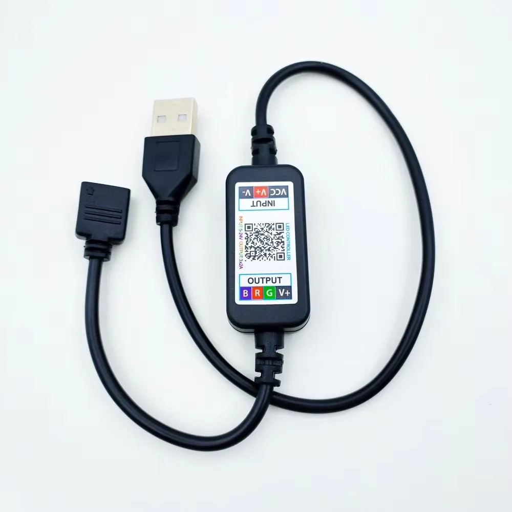 

USB Bluetooth Музыкальный светодиодный контроллер 4-контактный RGB 5 В 24 В Режим микрофона 1,6 миллиарда Цветной тонер Мини RGB Контроллер освещения BT001A