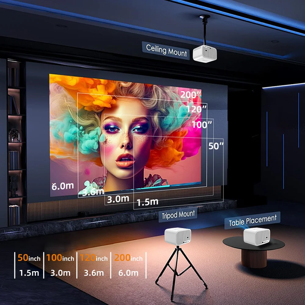 Proyektor Mini Android Portabel 4K H5 Pro Proyektor HD 4k 1080p Home Theater TV Android Proyektor Video 4K Projecteur