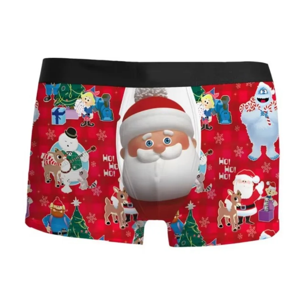 2024 quente natal 3d impresso roupa interior masculina respirável confortável moda dentro com boxers de cintura média