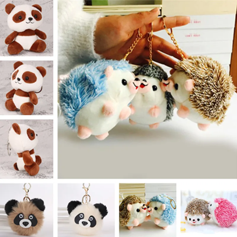 12CM Plush Hedgehog Toys Key Chain Ring Pendant Plush Toy Animal Stuffed Anime Car Fur Gifts for Women Girl Toys Doll