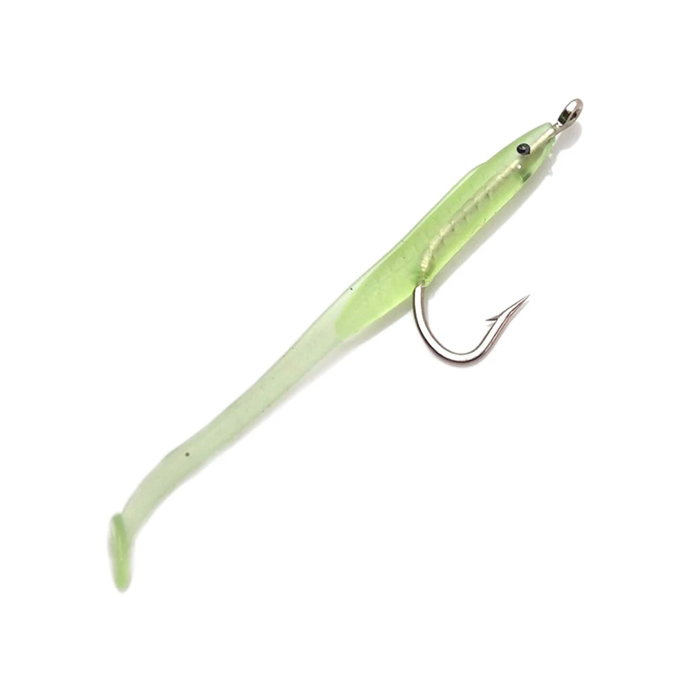 10pcs/lot Portable Artificial Bait Eel Fishing Bright Soft Silicone Lures Head Jig Lead Screw Worm Barbed Fishing Hooks Tackles