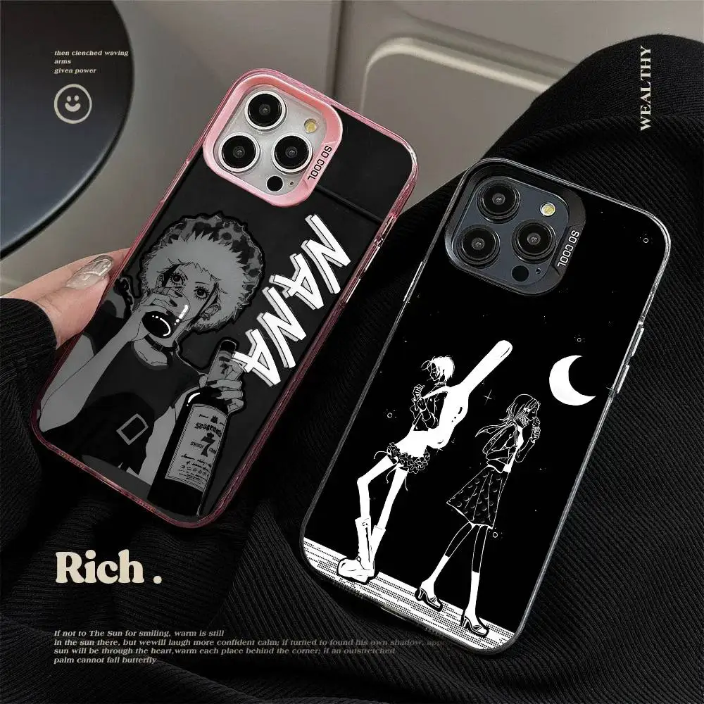 1PC Japanische Anime Schwarz Süße Kühle Dark NANA Musik Telefon Fall Für IPhone 17 Air 16 15 14 13 12 11 Pro Max Plus Farbe Stoßfest