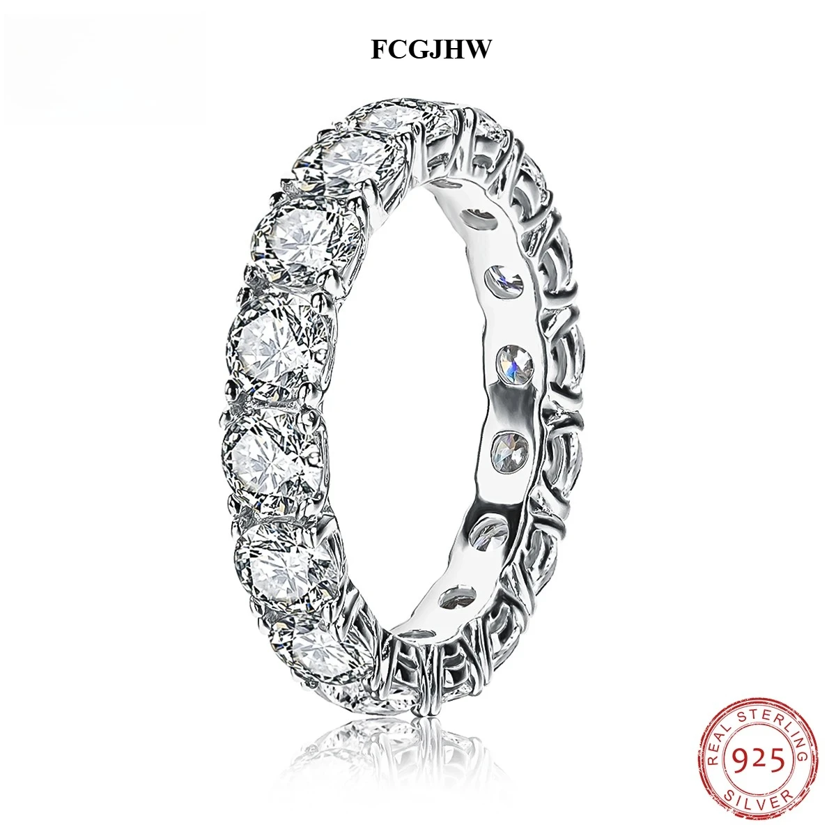 FCGJHW 4mm D Color Moissanite Eternity Band Ring S925 Sterling Silver Wedding Rings for Women Jewelry Wholesale 2026