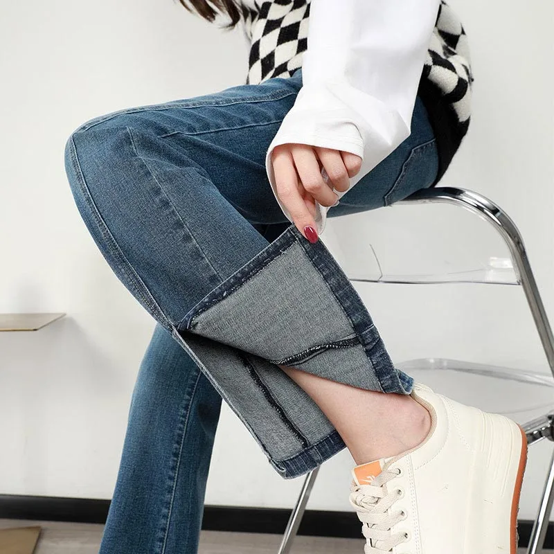 Maternity Jeans Spring Autumn High Waist Fashion Pregnant Woman Denim Trousers Skinny Pregnancy Split Pants Flare Trousers