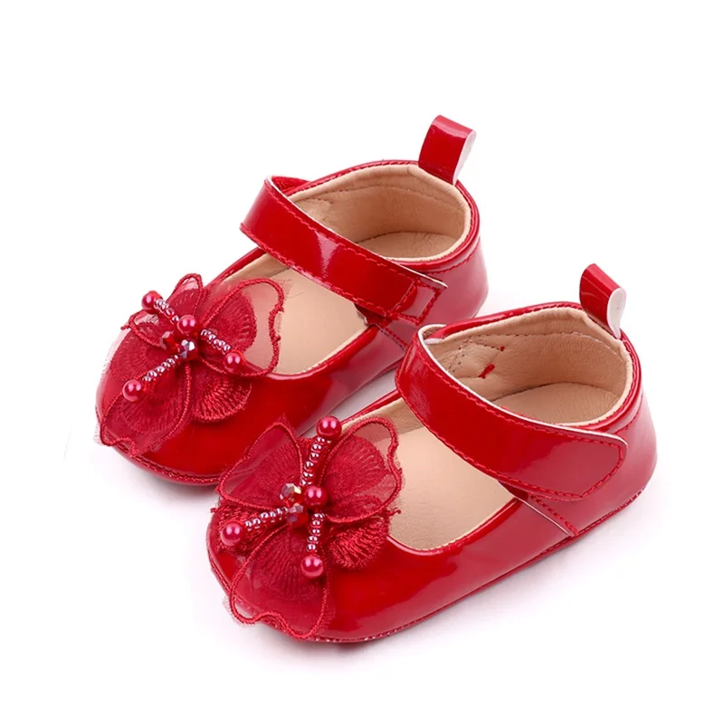 Детская нескользящая обувь MALCIKLO для девочек, принцессы, кожа, цветок, первая обувь
