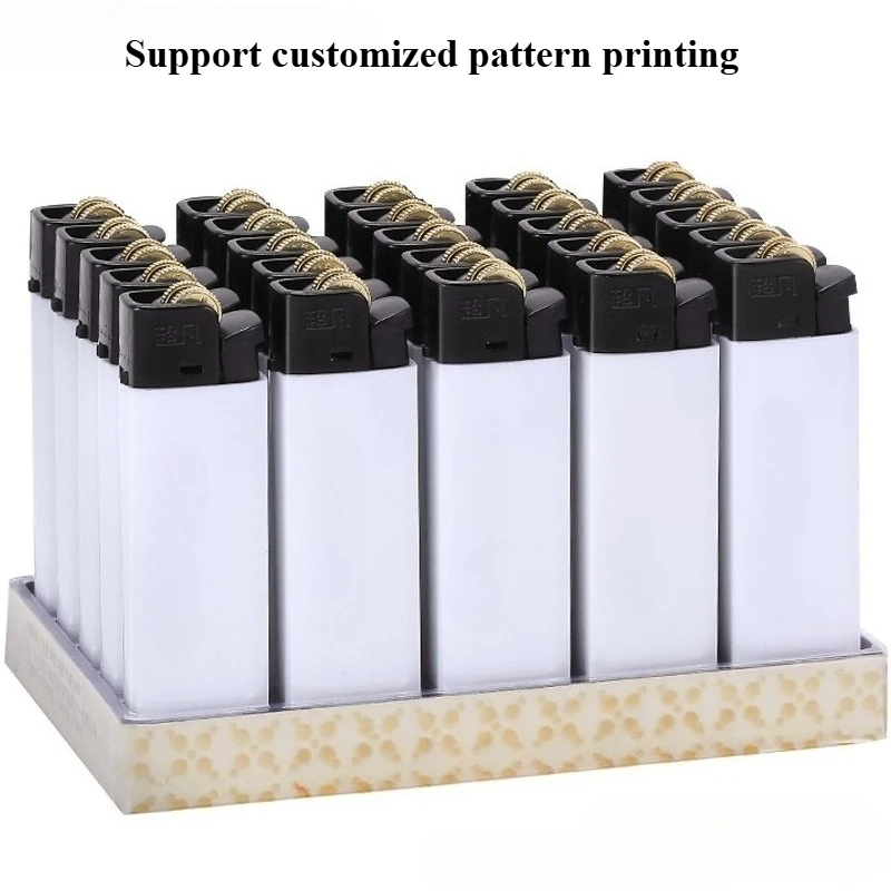 

100 шт., оптовая продажа, пластиковые одноразовые зажигалки с открытым пламенем, шкив в старом стиле, высокое качество, утолщенная расширенная печать на заказ