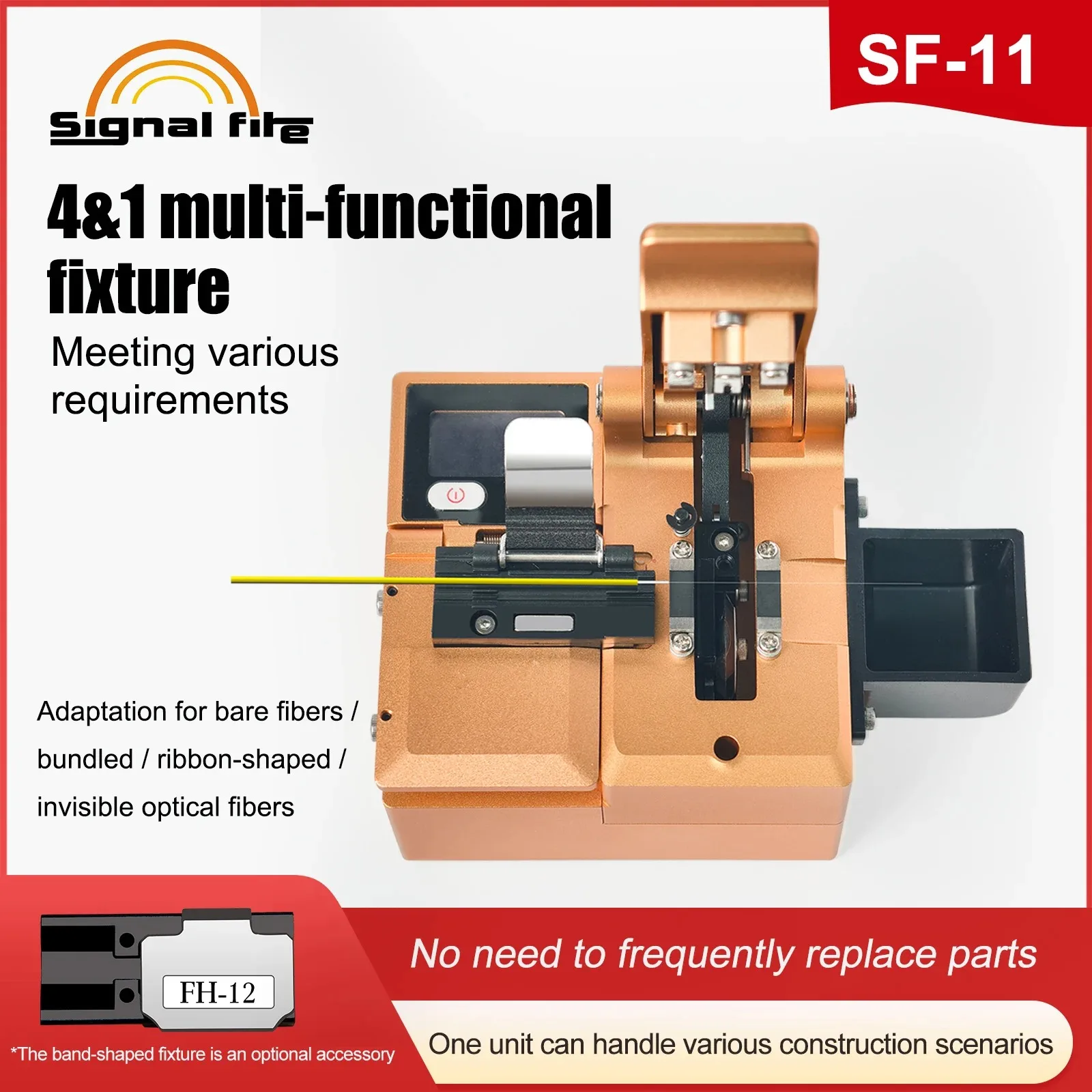 Signal Fire SF-11 Fiber Optic Cleaver And Heat Stripper Tool 2-in-1 Multi-Functional Fixture 0.6° Cutting Angle for Precision