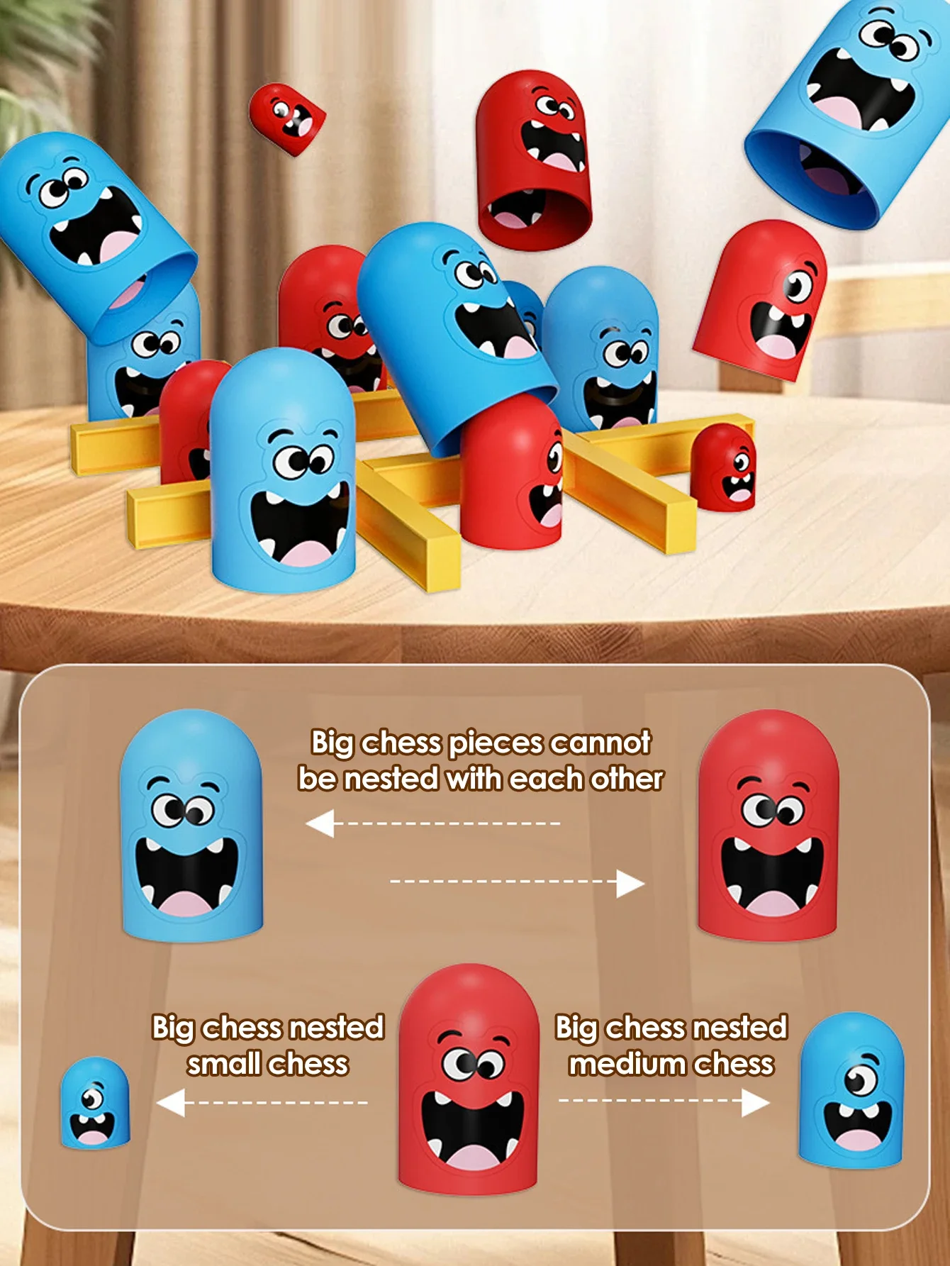 ألعاب الطاولة المضحكة تيك تاك تو الفكرية الكبيرة الأكل شطرنج صغير تفاعلي متعدد اللاعبين ألعاب الحفلات لعب للأطفال والكبار #6