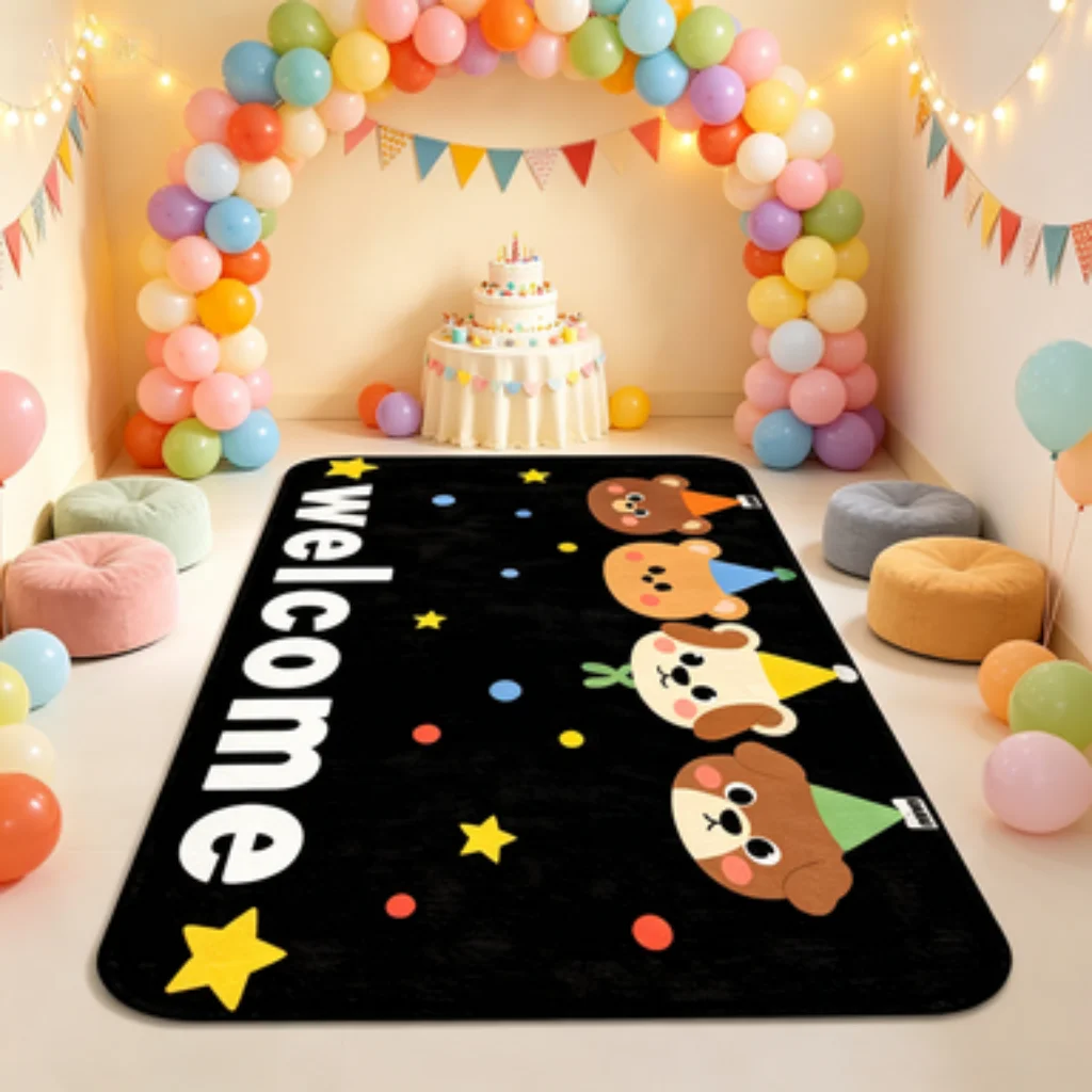 Coffee Ice Cream Pet Mat, Cartoon Pet Star Kids Rug, Cat Ice Cream Bedside Mat, Lion Dot Play Mat, Party Puppy Cartoon Mat.
