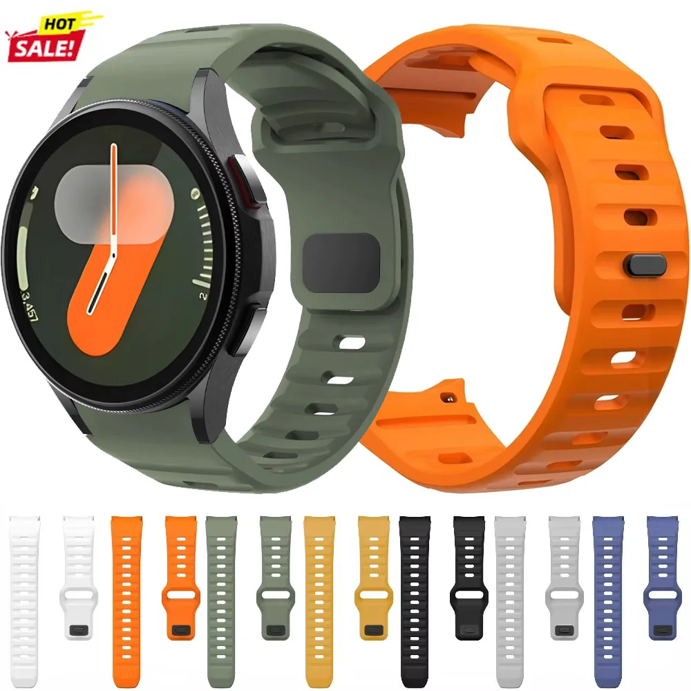لا فجوة سيليكون حزام لساعة سامسونج جالاكسي 7 FE 6 5 4 40 مللي متر 44 مللي متر تنفس سوار جالاكسي ساعة 6-4 الكلاسيكية 47 مللي متر 46 مللي متر الفرقة