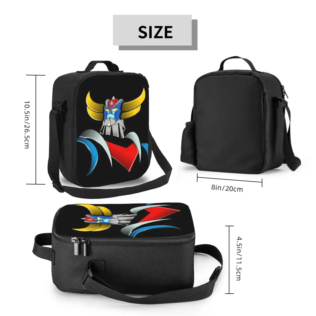 Custom Goldorak Ufo Robot Grendizer Insulated Lunch Tote Bag for Women Resuable Thermal Cooler Food Bento Box School