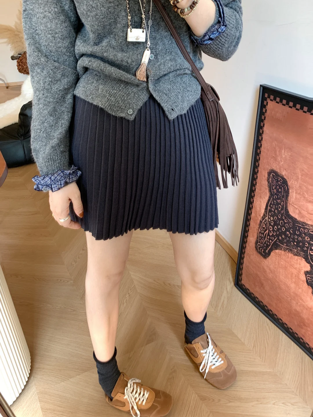 Slimming High Waist Knitted Wool Blend Short Skirt Casual Breathable A-Line Umbrella Skirt for Women Early Autumn New Style