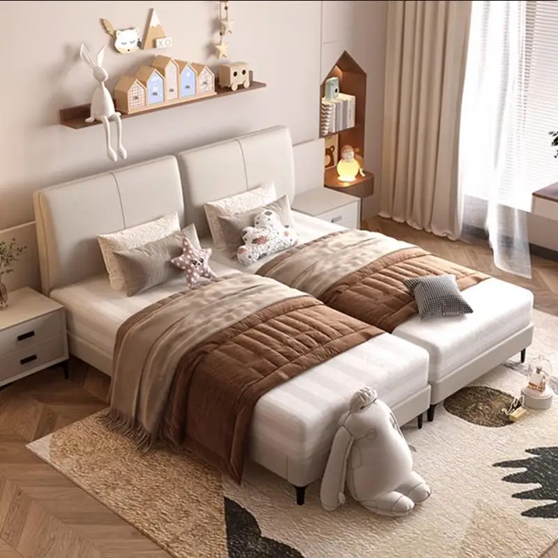 Single bed Solid wood splicing small bed Wide sister double bed Sleeping adult