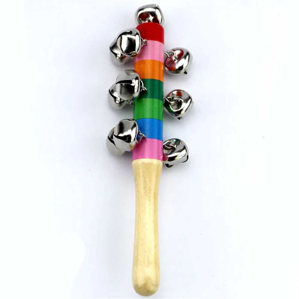 Handbell Baby Educational Puzzle Early Education palmare in legno giocattolo portatile arcobaleno Handbell giocattolo portatile arcobaleno colorato