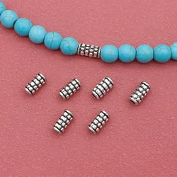 20pcs/Lot Simple Dots Tube Metal Loose Beads 10x5mm DIY Crafts Tibetan Silver Beading Spacers Jewelry Bracelets Findings