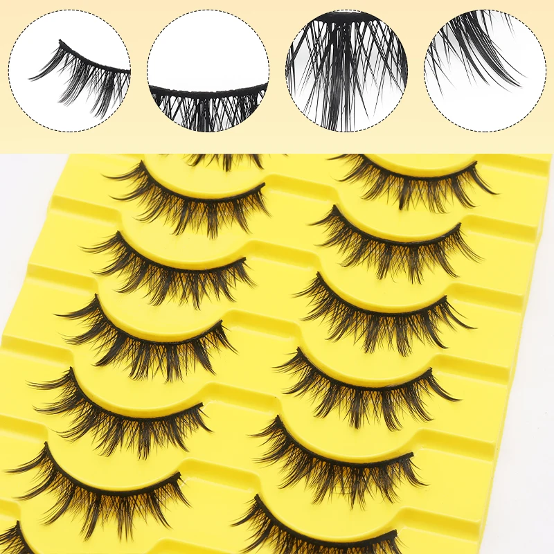 10 Pairs Anime Eyelashes Wholesale Lash Manga Lashes Natural Long Reusable False Eyelashes for Makeup Cosplay Eyes Lash