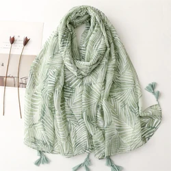 Printed Autumn And Winter Soft Linen Cotton Scarf Shawls Women Fashion Long Floral Tassel Scarfs Scarves Foulard Hijab 180*90Cm