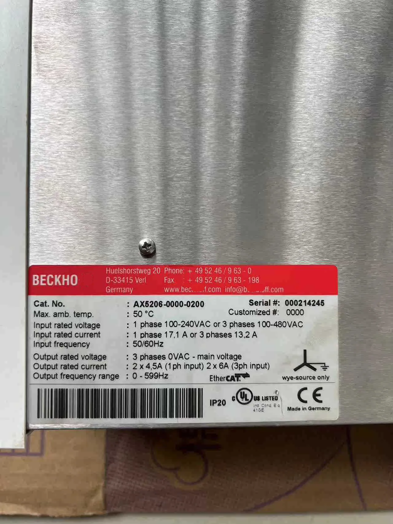 AX5206-0000-0200 Servo Drive para Beckhoff