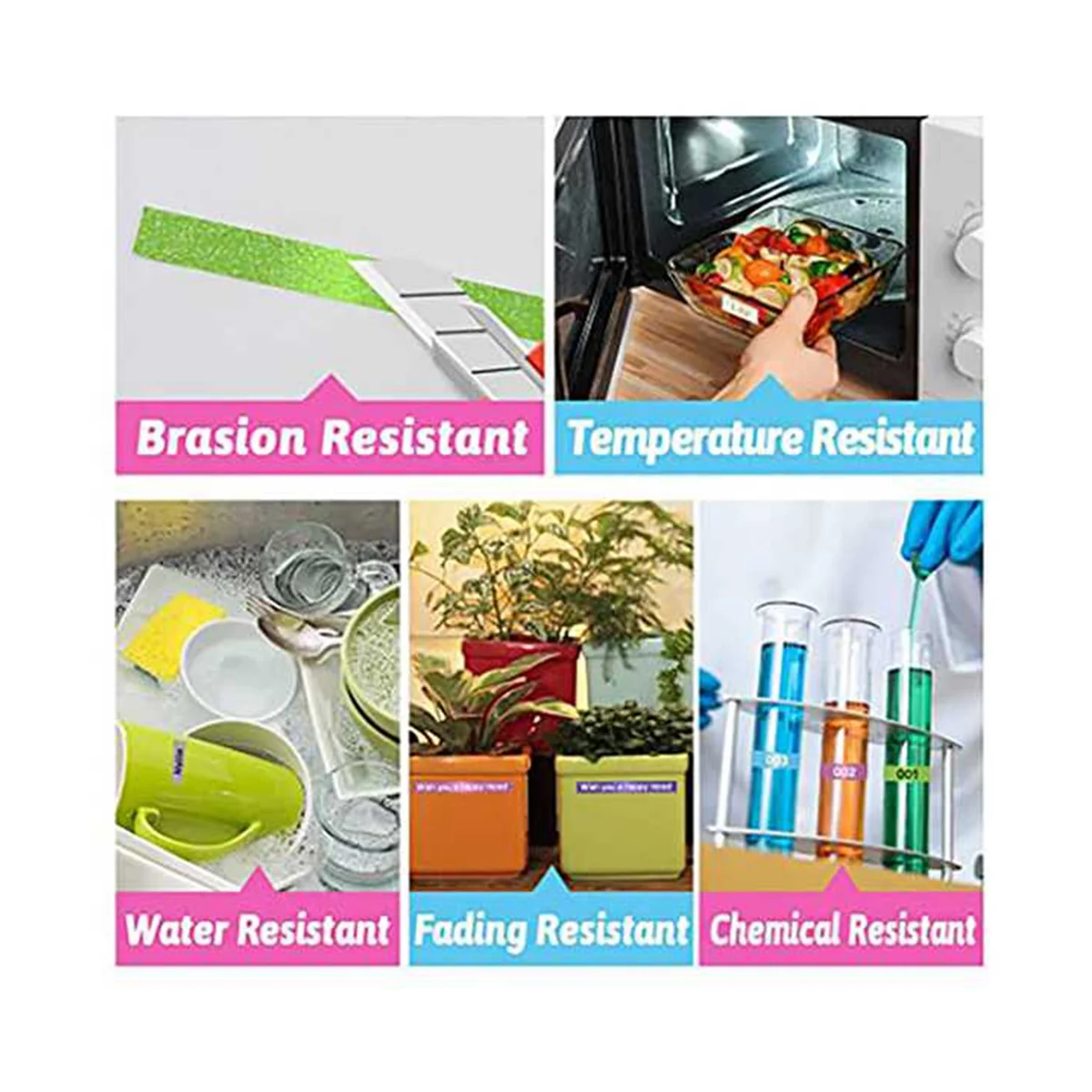 6ชิ้นเทปฉลากสำหรับ letratag-100T -100H Series ผลิตฉลากพิมพ์กระดาษด้วยความร้อน12มม. x 4ม.