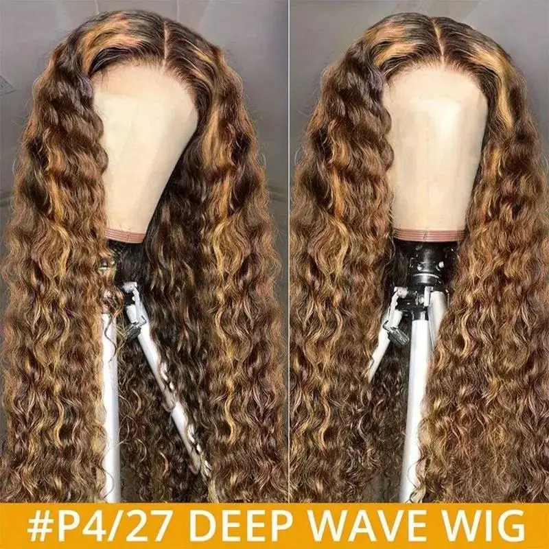 32 Inch Highlight Ombre Lace Front Wig Human Hair 13X6 Hd Honey Blonde 427 Deep Wave Lace Frontal Wig Curly Wigs For Black Women