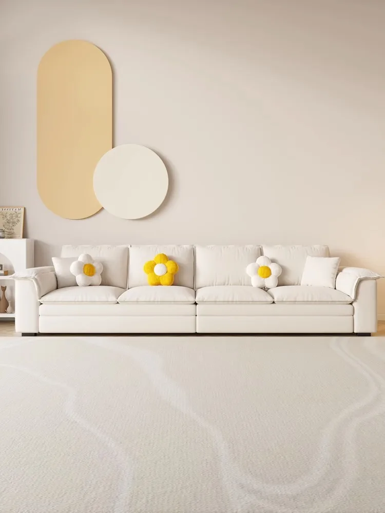 

Cat scratching leather straight row sofa bed small apartment Internet celebrity cream wind foldable dual-purpose living